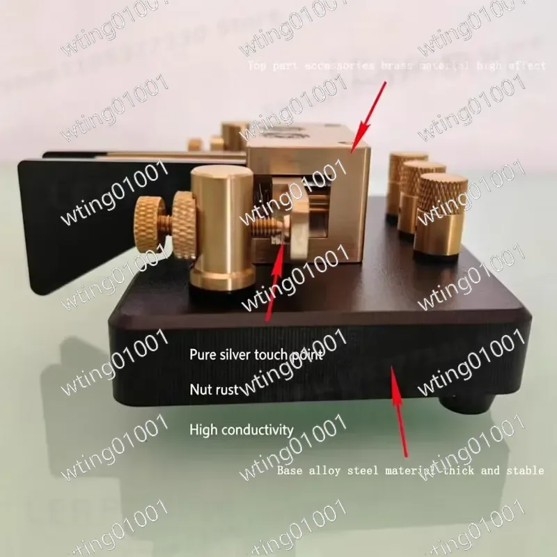 for MK-03 Brass Paddle Automatic CW Key Morse Code Sender for Ham Radio Communication High Precision Shortwave Telegraphy