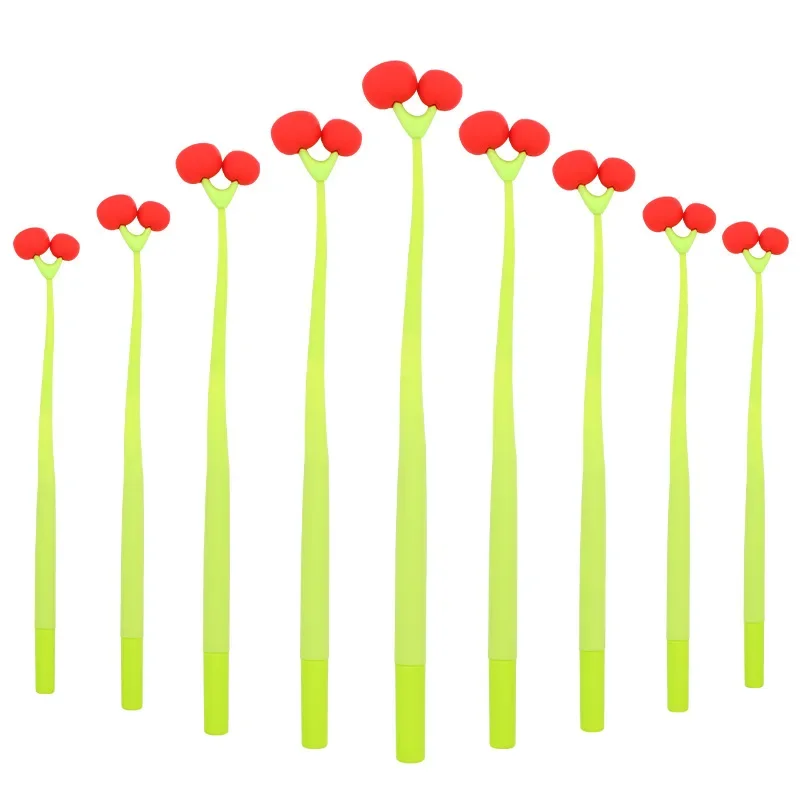 48PCS Cute Cherry Shaped Pen Neutral Pen 0 Convertible Pen Core Student Supplies