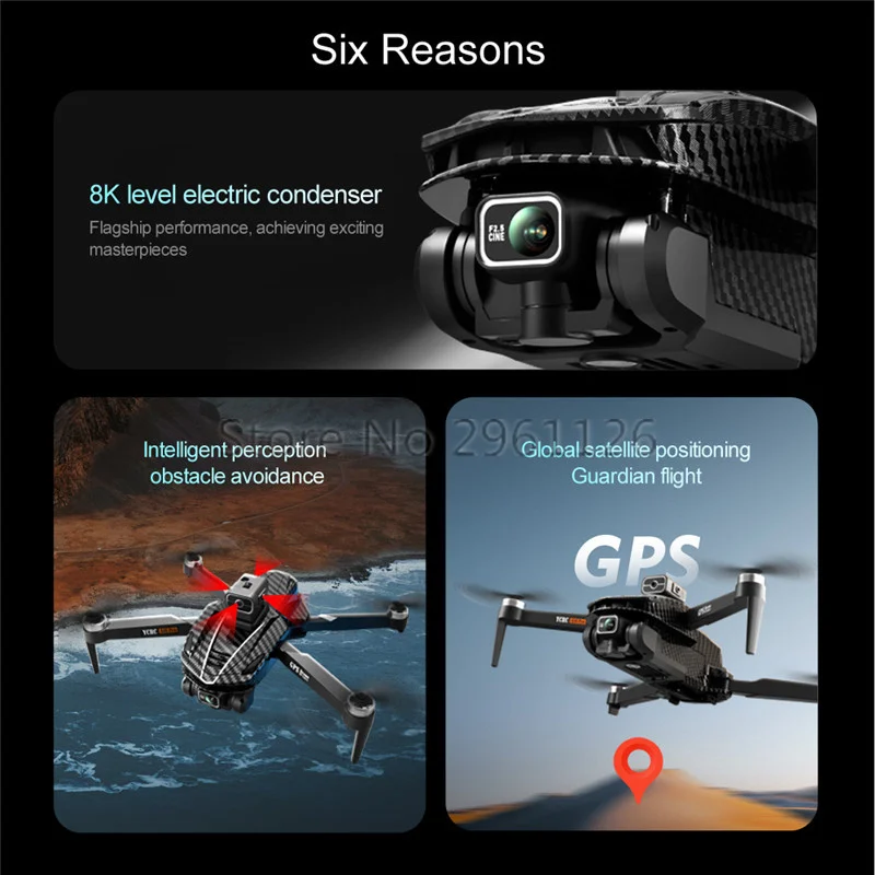 Smart Avoid Obstacle 8K Dual Camera RC Drone GPS FPV Brushless Power Optical Flow Hover Auto Return Radio Control Quadcopter Toy