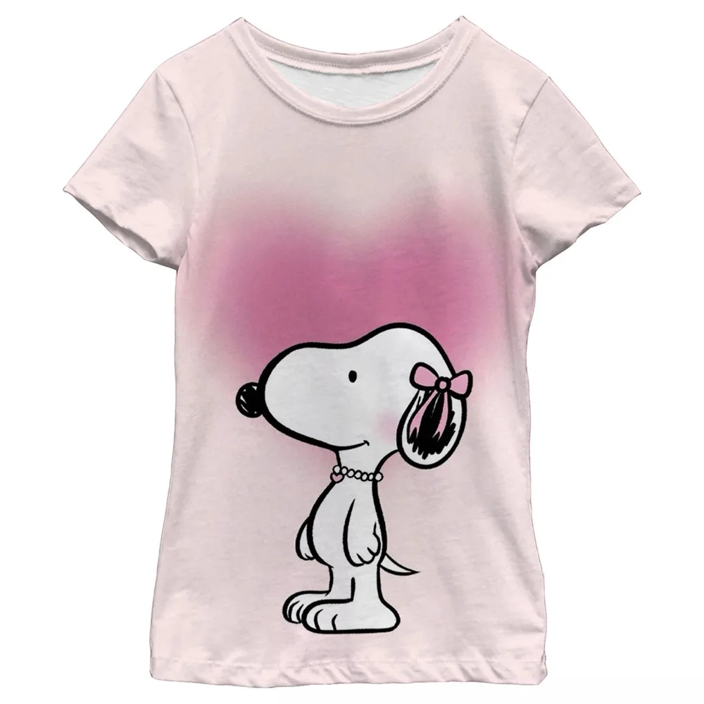 Snoopy Family Children T-shirt Cartoon Anime Boy Girl Kids Tee Shirts 2024 Summer Children's Clothes Tops