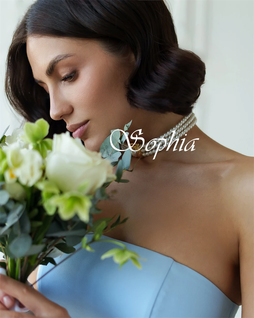 Customized Strapless Sleeveless Modern Cocktail Dress A-Line Ankle Length Soft Evening Dress Zipper Back Delicate Prom Dress