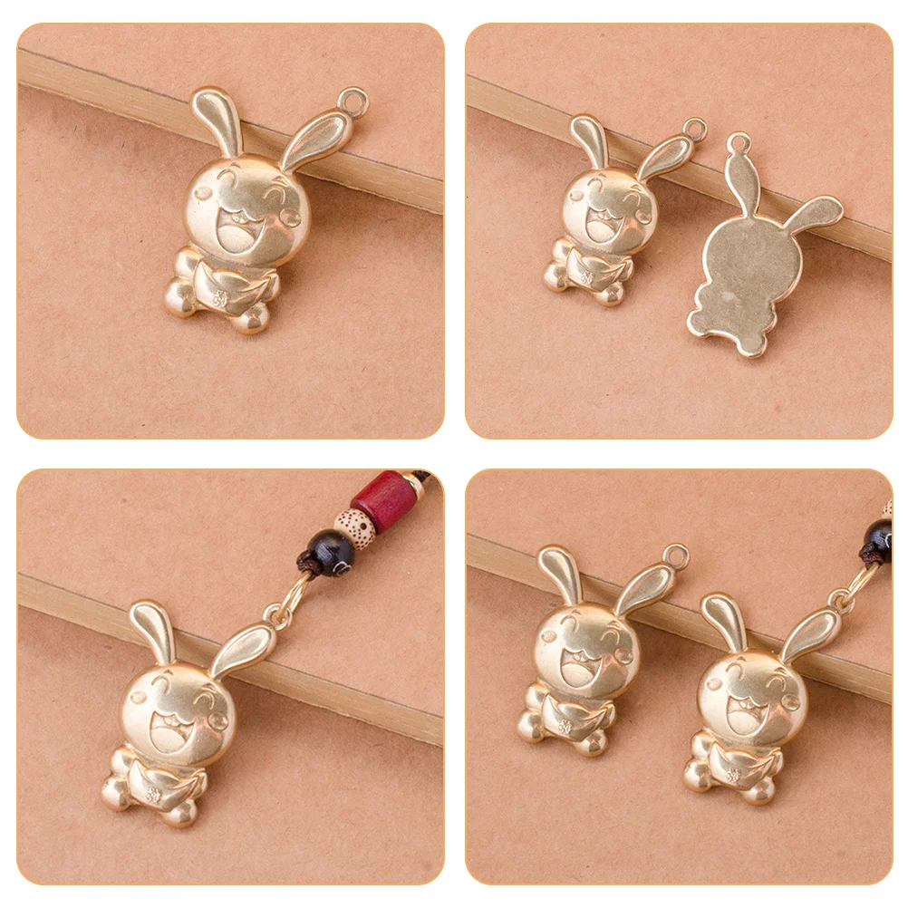 6 pezzi di piccolo ciondolo portachiavi coniglietto in ottone con ciondolo per gioielli fai da te che realizzano forniture artigianali decorazione da appendere con coniglio
