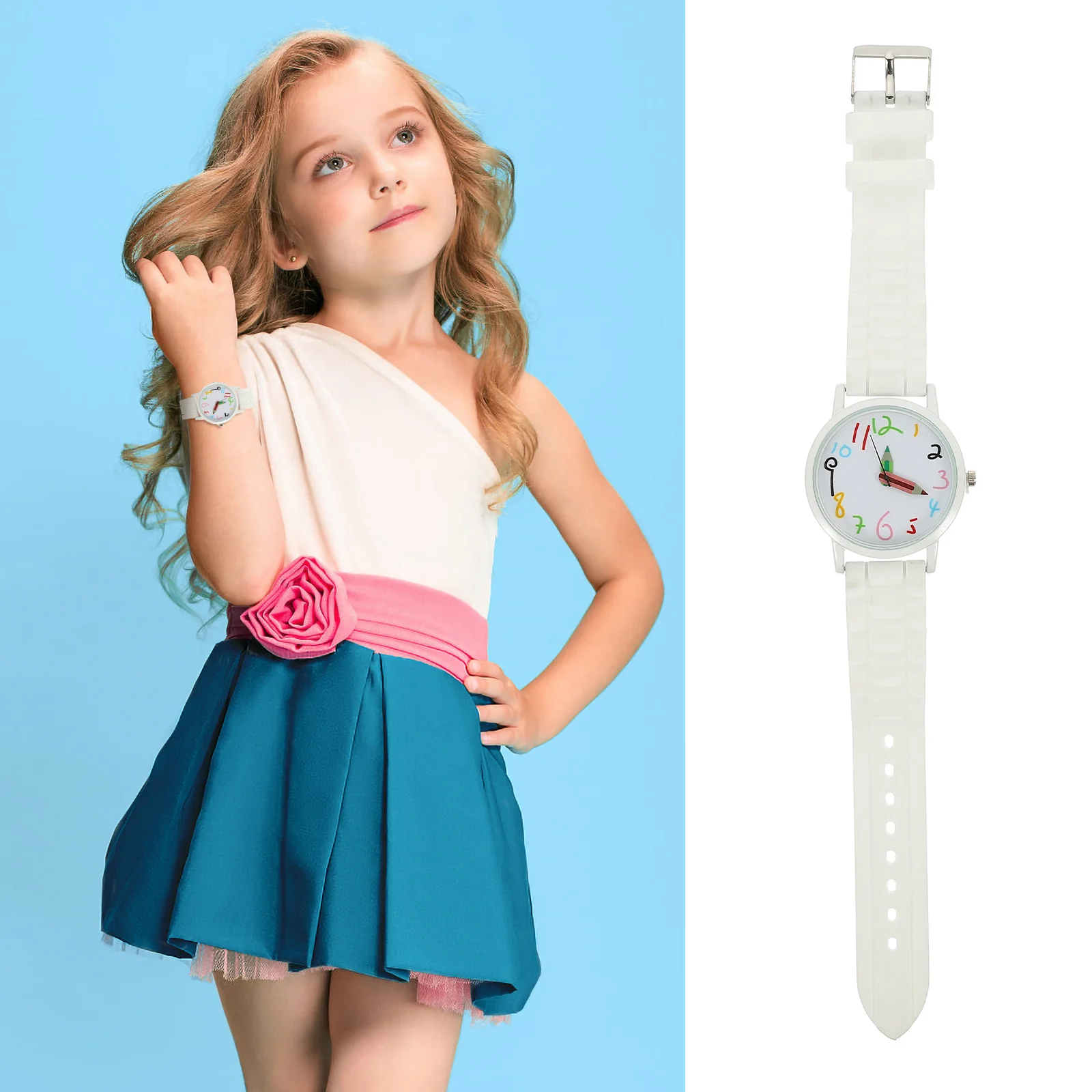 Orologio da polso per studenti, orologi decorativi per cartoni animati, per studenti in gel di silice, casual, elastico, adorabile