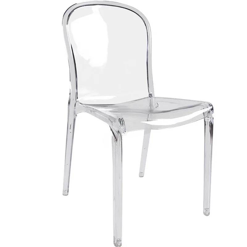 

Скандинавские обеденные стулья для кухни, прозрачная спинка стула, пластиковый креативный простой стул, бытовой акриловый хрустальный стул для макияжа