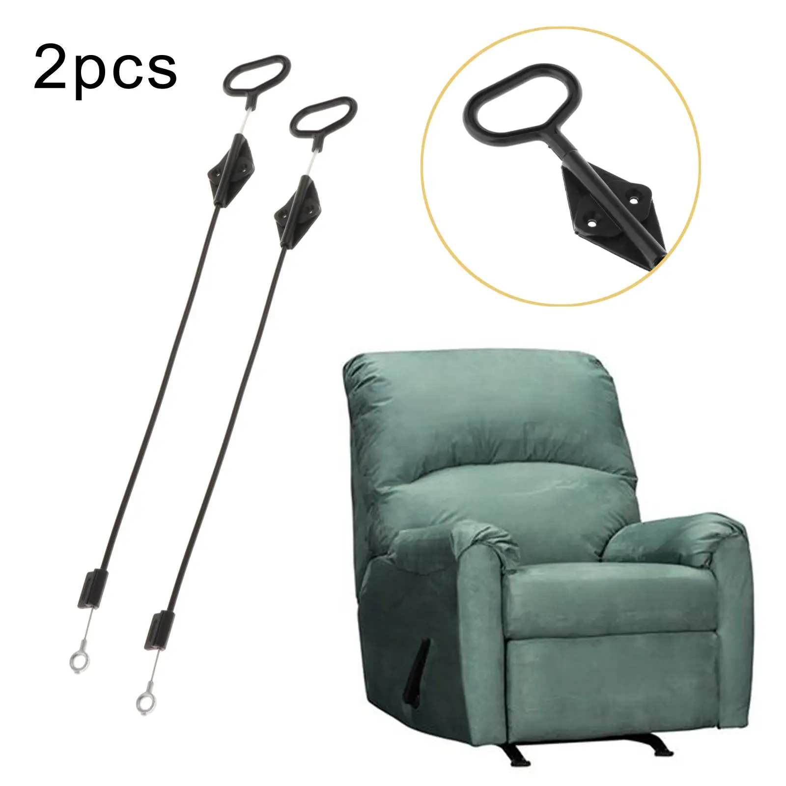 Black D Ring Recliner Release Cable Sofa Pull Handle Couch Connector for Universal Sectionals and Loveseats