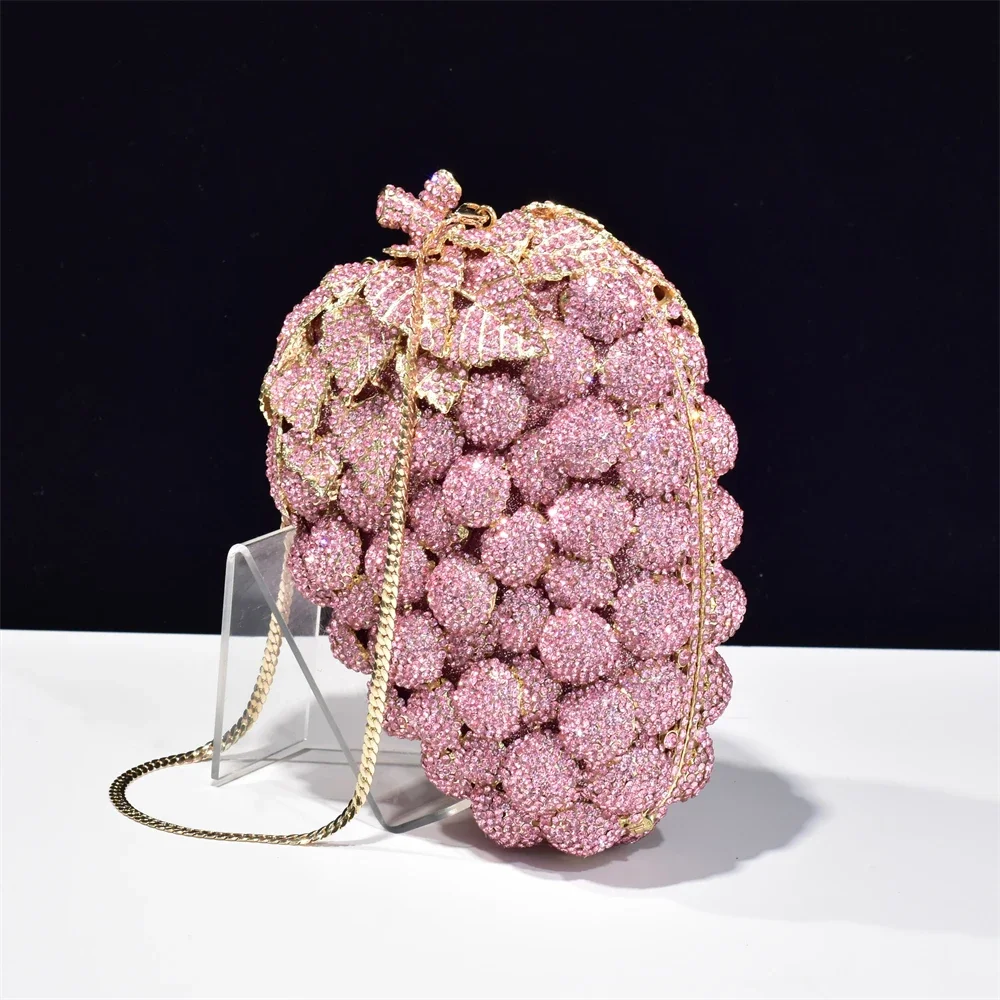 Newest Luxury Crystal Bags Fruit Designer Grape Clutch Purse Women Evening Bag Boutique Bags for Wedding Women Party Handbags