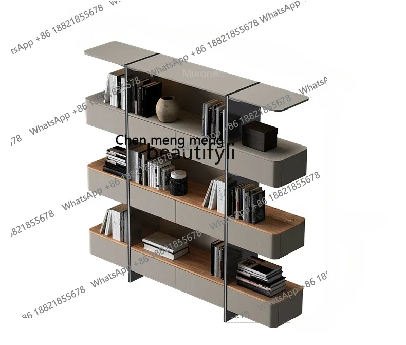 

xzSolid Wood Teak Tea Room Villa Whole House with Study Walnut Bookcase Bookshelf