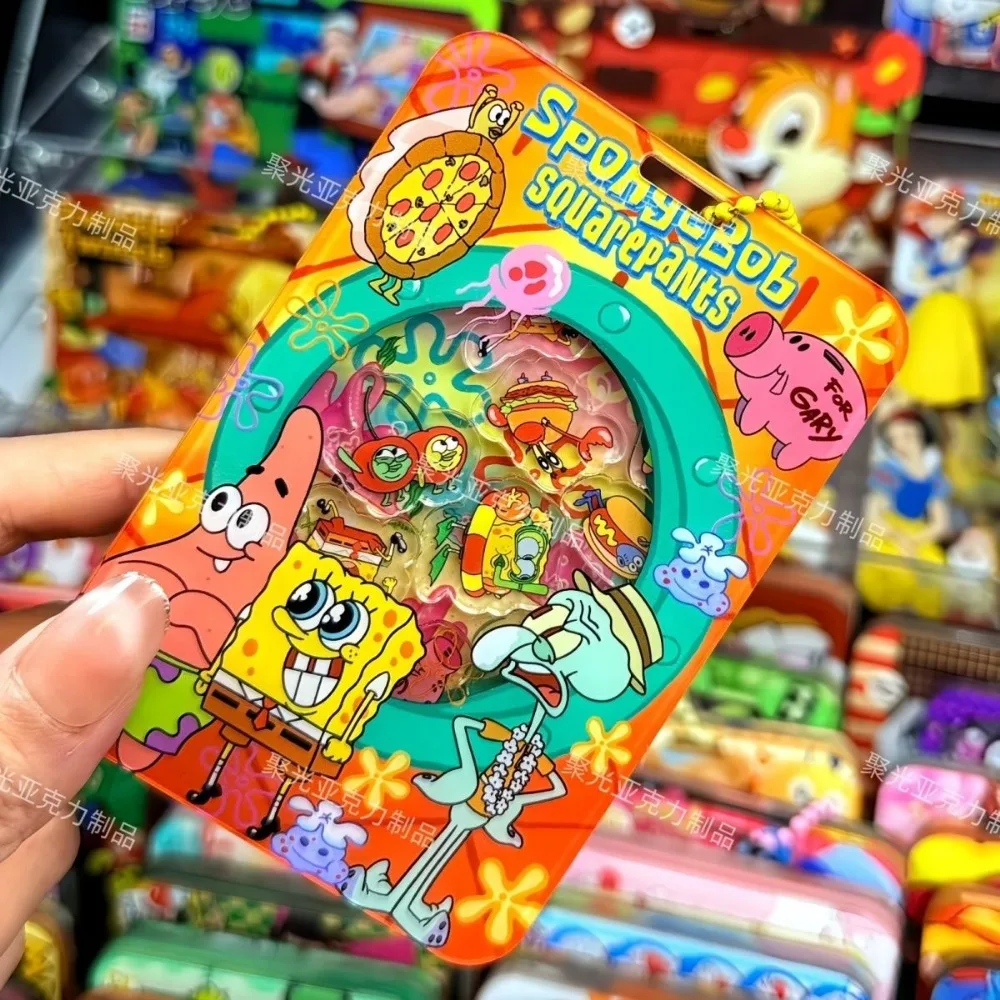 

SpongeBob New Shaker Acrylic Card Holder Anti-lost ID Meal Bus Card Protective Cover Cute Cartoon Pendant for Students Daily Use