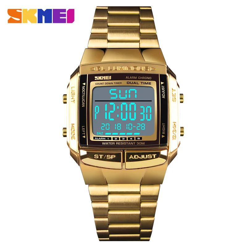 SKMEI-reloj deportivo Digital para hombre, relojes electrónicos LED, reloj de pulsera de lujo, resistente al agua, masculino