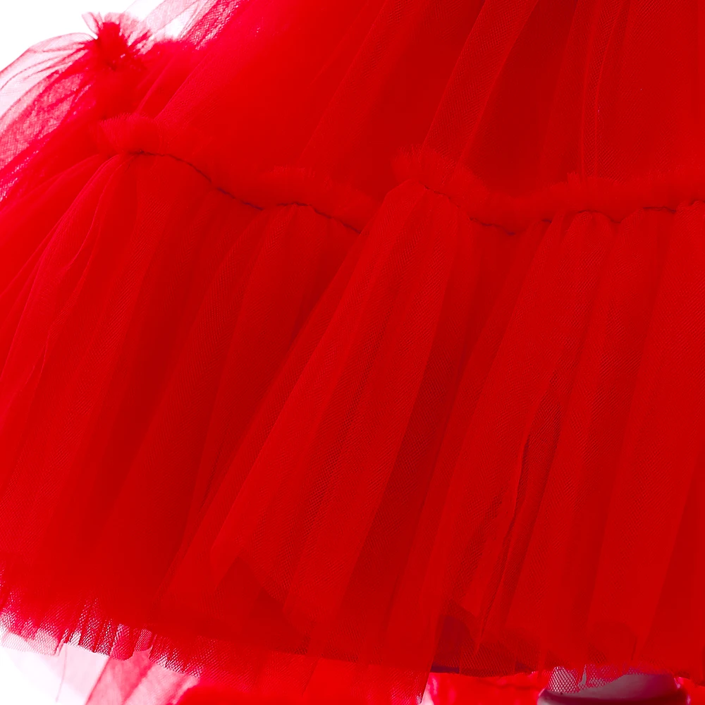 Vestido infantil vermelho de tule inchado, vestidos à direita, festa da primeira comunhão, princesa, roupa de aniversário para meninas