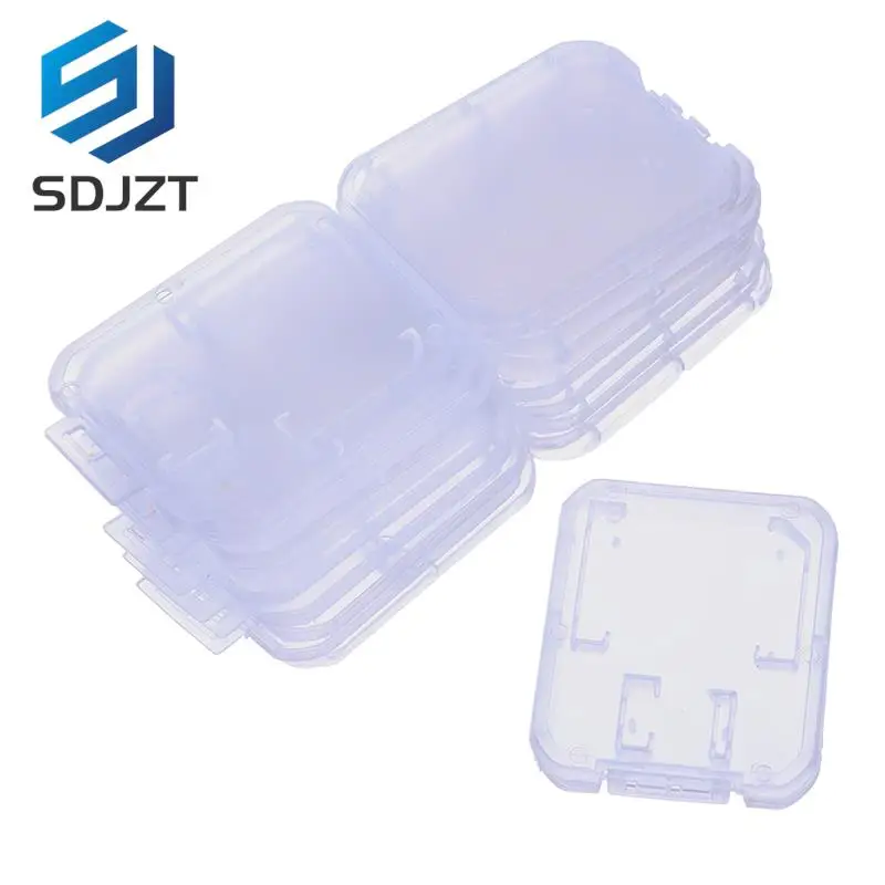 Transparente Memory Card Storage Box, Clear Plastic Case, Stick, Micro SD, TF Card Storage Box, Protection Holder, 10Pcs