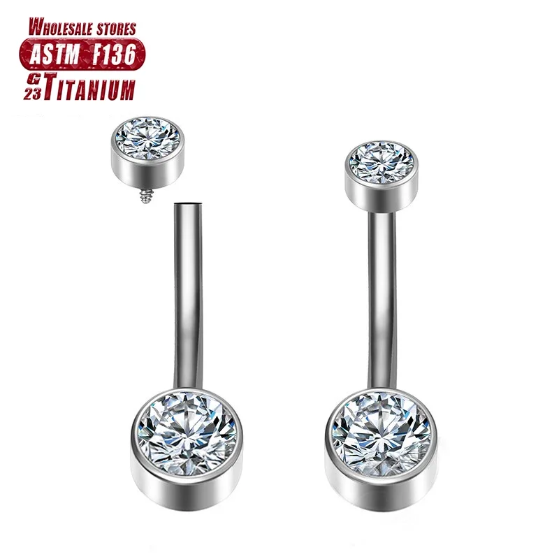 Titanium Belly Button Piercing Industrial Hinge Segment External Helix Zircon Fashion Charming Women Sexy Body Jewelry Wholesale