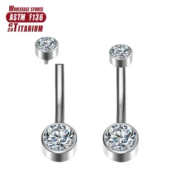 F136 Titanium Belly Button Piercing Industrial Hinge Segment External Helix Zircon Fashion Charming Women Body Jewelry Wholesale