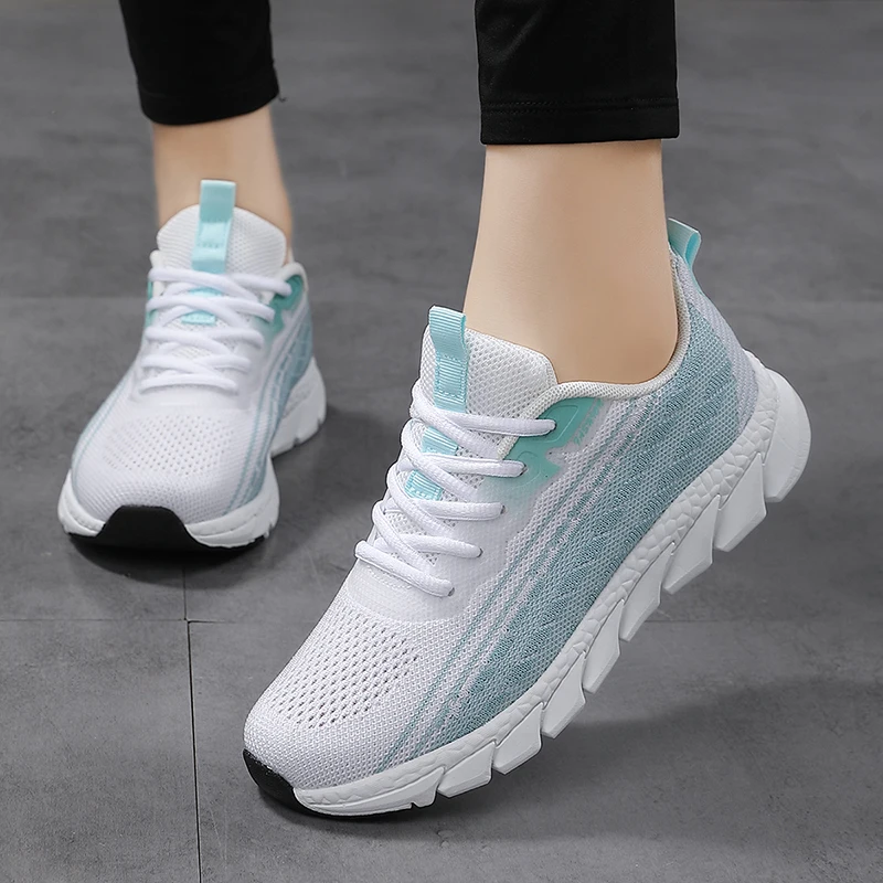 Women Flying Weave Breathable Soft Casual Sneakers Ladies Non-Slip Jogging Shoes Fashion Lightweight Spring Summer Running Shoes