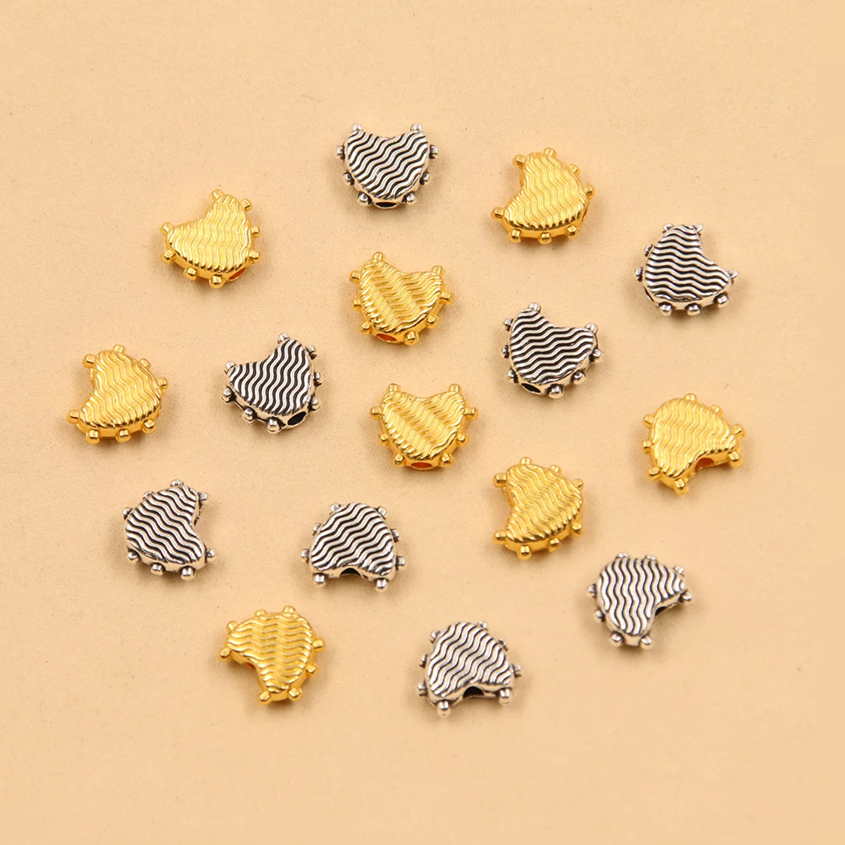 40Pcs 2 Color 8X9MM Two-sided Heart Small Hole Bead Geometry Charms For DIY Necklace Bracelets Jewelry Handmade Making