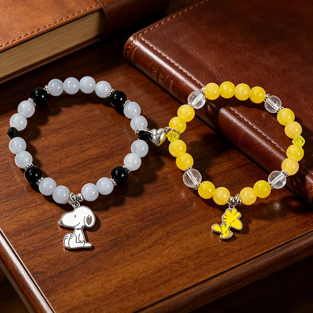 Snoopy And Woodstock Magnetic Couple Bracelet Set Matching Beaded Friendship Jewelry