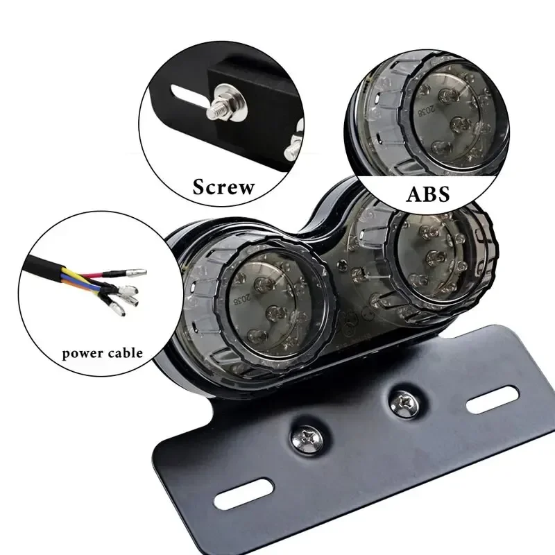 Motorcycle Dual Tail Brake Light Stop Warning Lamp Moto Modified License Plate Holder Turn Signals Motorcycle Accessories