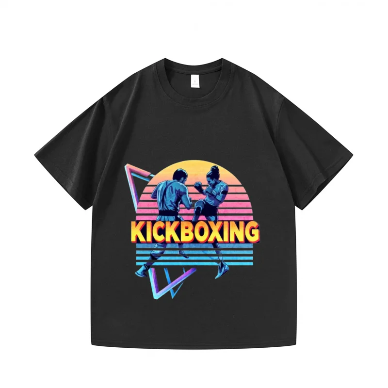

Men's T-shirt Black Kickboxing Graphic Print Casual Sportswear for Gym Fitness Training