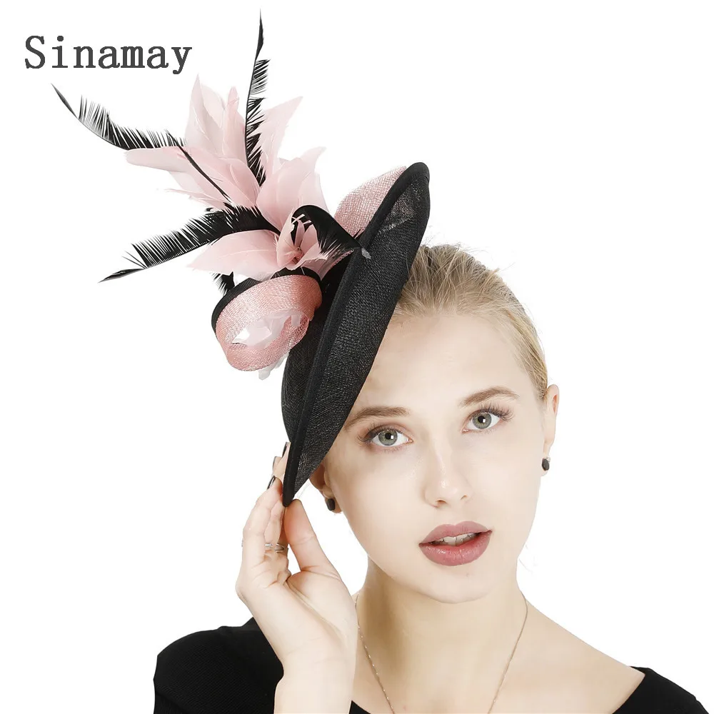 Elegant Ladies Formal Dress Fascinator Hat Wedding Fedora Cap With Flower Bride Marry Hair Accessories Church Headpiece