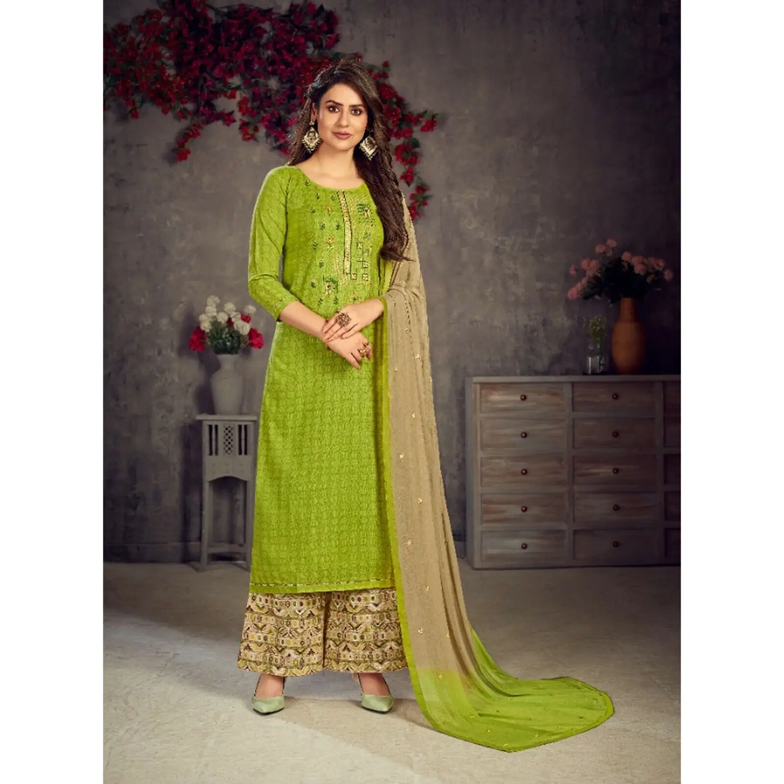 

New Pakistani Indian Wedding Wear Salwar Kameez Dress Designer Palazzo Pant Suit