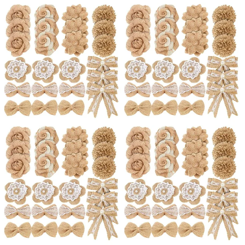 

A89X 96 шт. цветок мешковины винтажные льняные материалы ручной работы джутовые цветы украшения для свадьбы, Рождества, сделай сам