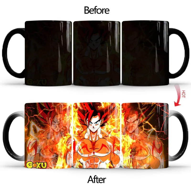 Dragon Ball Goku Coffee Mugs Creative Cartoon Anime Heat Senstive Color Changing Mug Home Ceramic Milk Coffee Cup Breakfast Cups