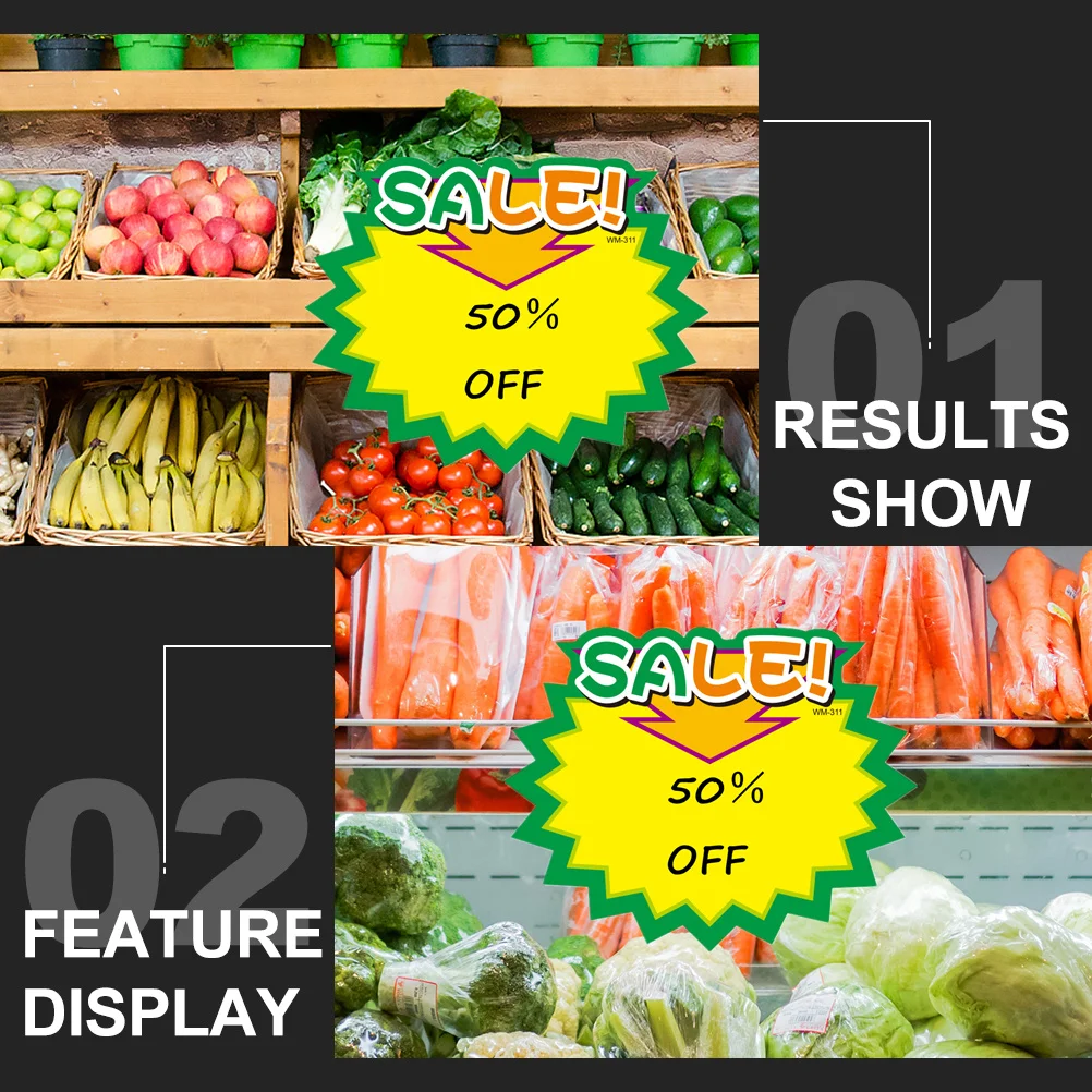 

50Pcs Sale Price Stickers Waterproof Strong Paper Ideal for Advertising Signs Promotional Tags Market Shops Event Price Markers