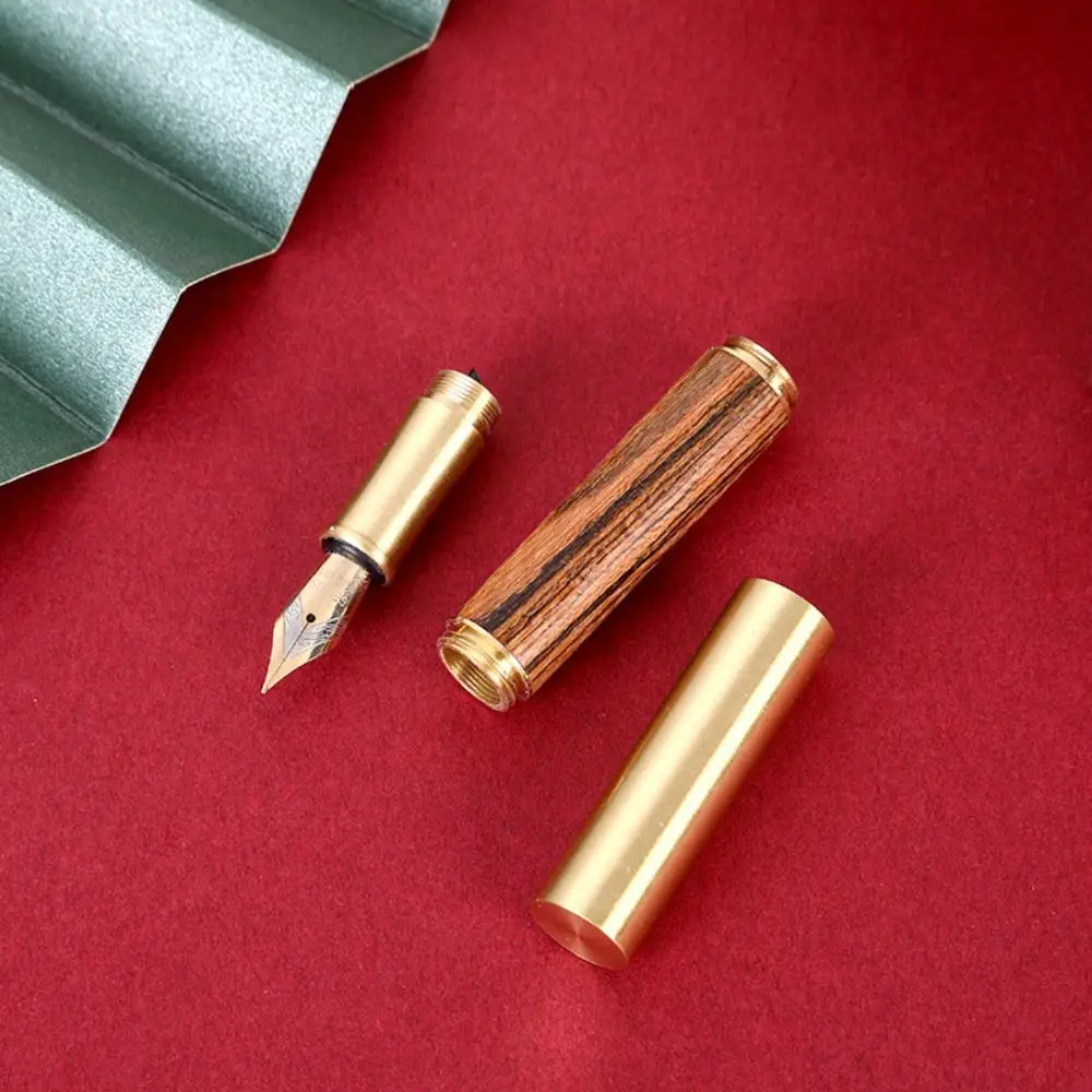 Mini Pocket Wood Fountain Pen Metal Business Office Portable Ink Supplies Pen School Supplies Writing Gift Stationery
