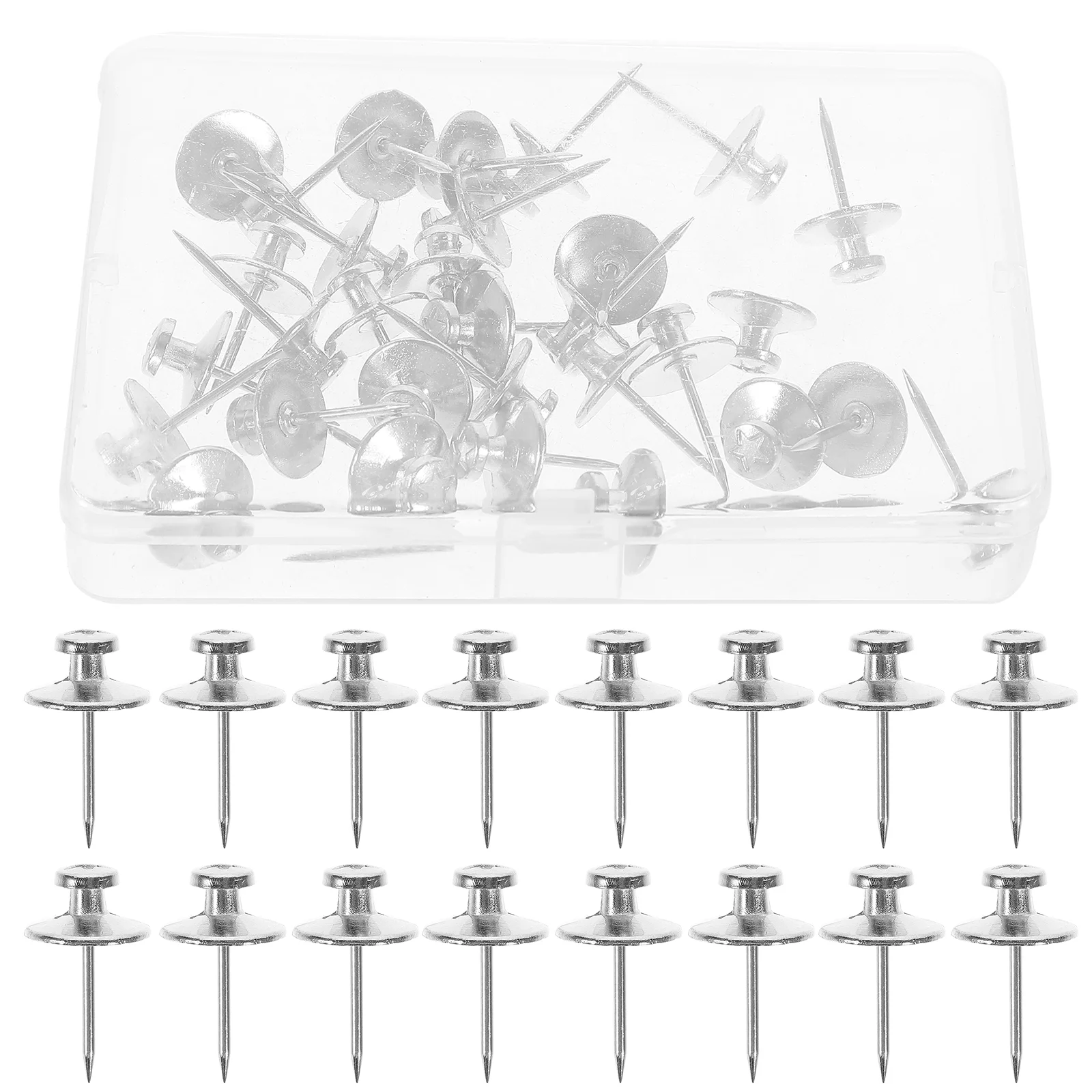 

30 Pcs Metallic Silver Double Headed Push Pins Flat Photo Wall DIY Cork Board 30pcs Map Supplies Compact Thumb Tacks Pushpins