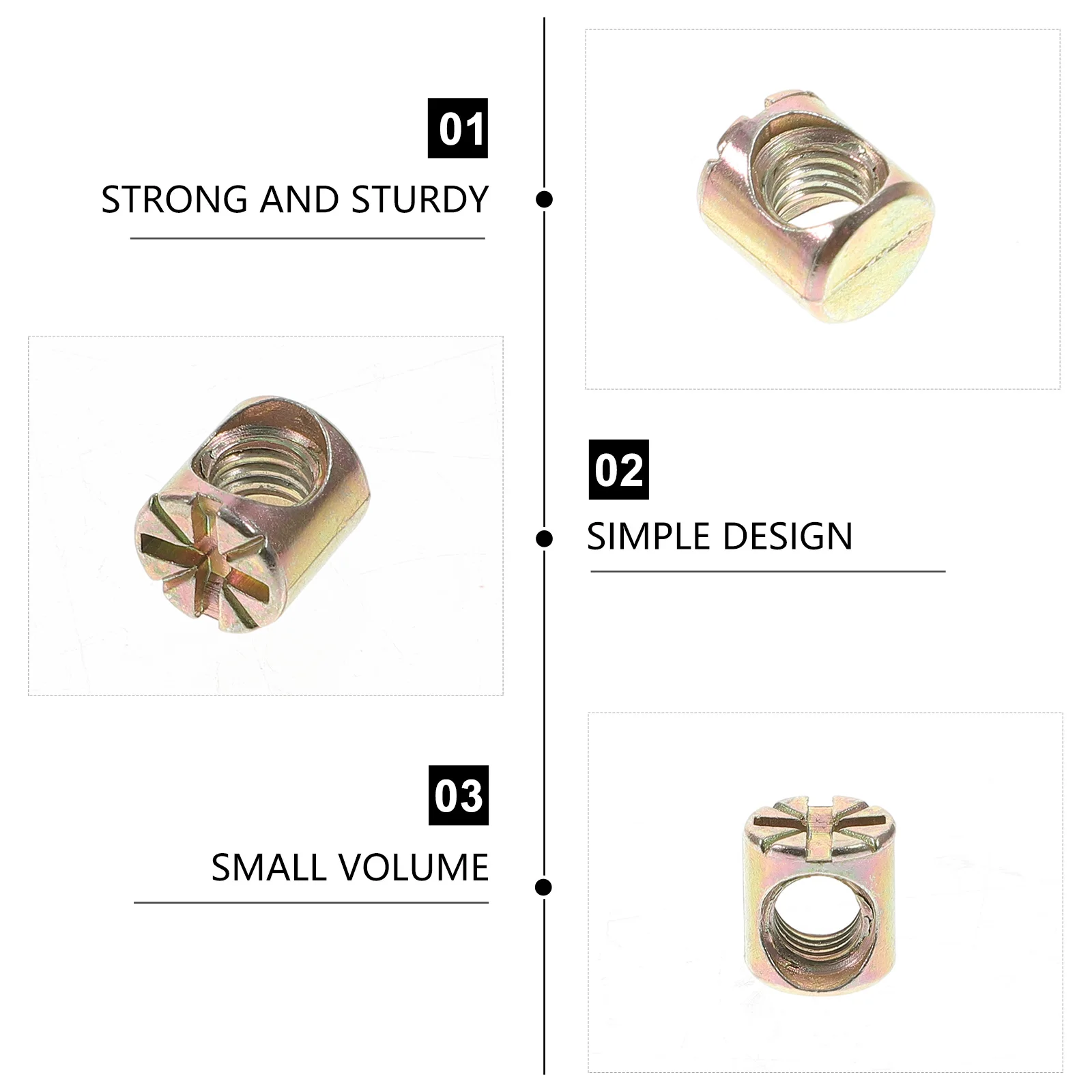 

20 Pcs Barrel Nut Nuts Truck Crib Parts Replacements Bolts Alloy Hardware Baby