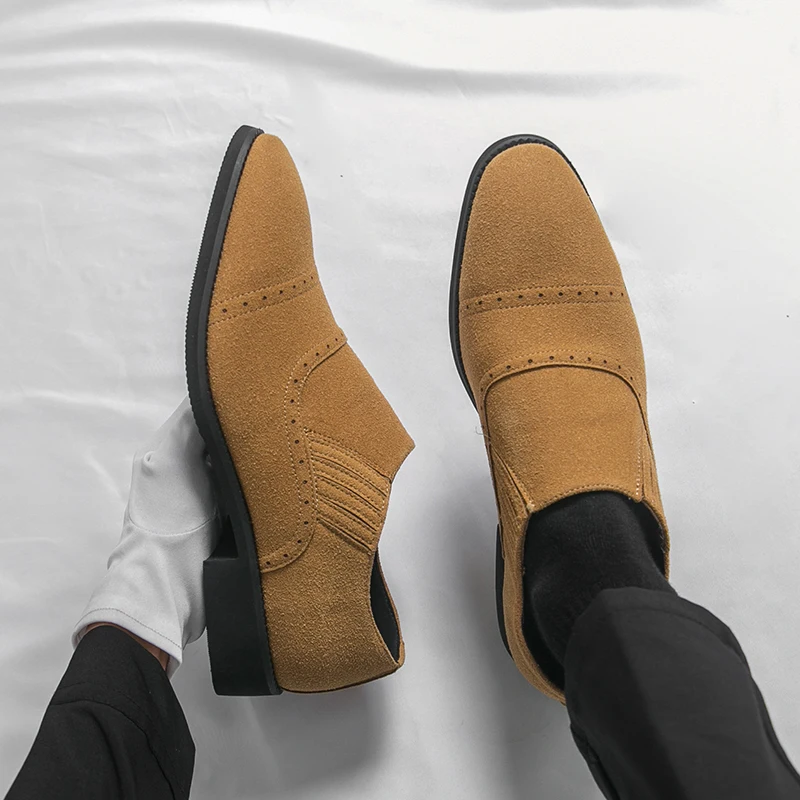 

Мужские лоферы и слипоны в стиле ретро, новинка 2026 года, черные замшевые мужские туфли без шнурков для бизнеса и повседневной носки, кожаные туфли для мужчин, Zapatos De Hombre