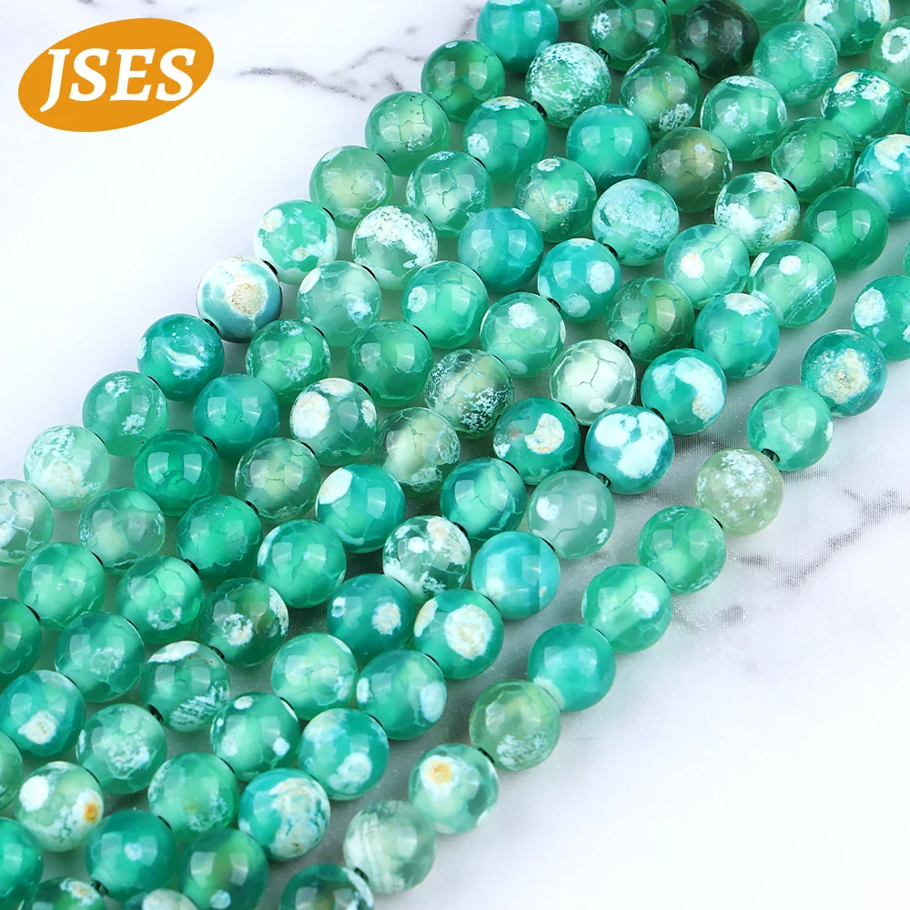 Natural Stone Green Fiery Agate Onyx Round Loose Beads Jewelry Making Craft DIY Gift Bracelets Necklace Accessories Charm Wholes