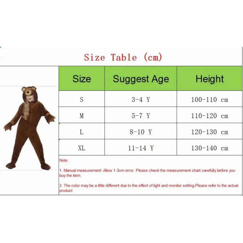 Animal Brown Bear /Owl / Tiger Bodysuit Cosplay Costume For Kids Boys Girls Halloween Party Stage Performance Jumpsuits C50M104