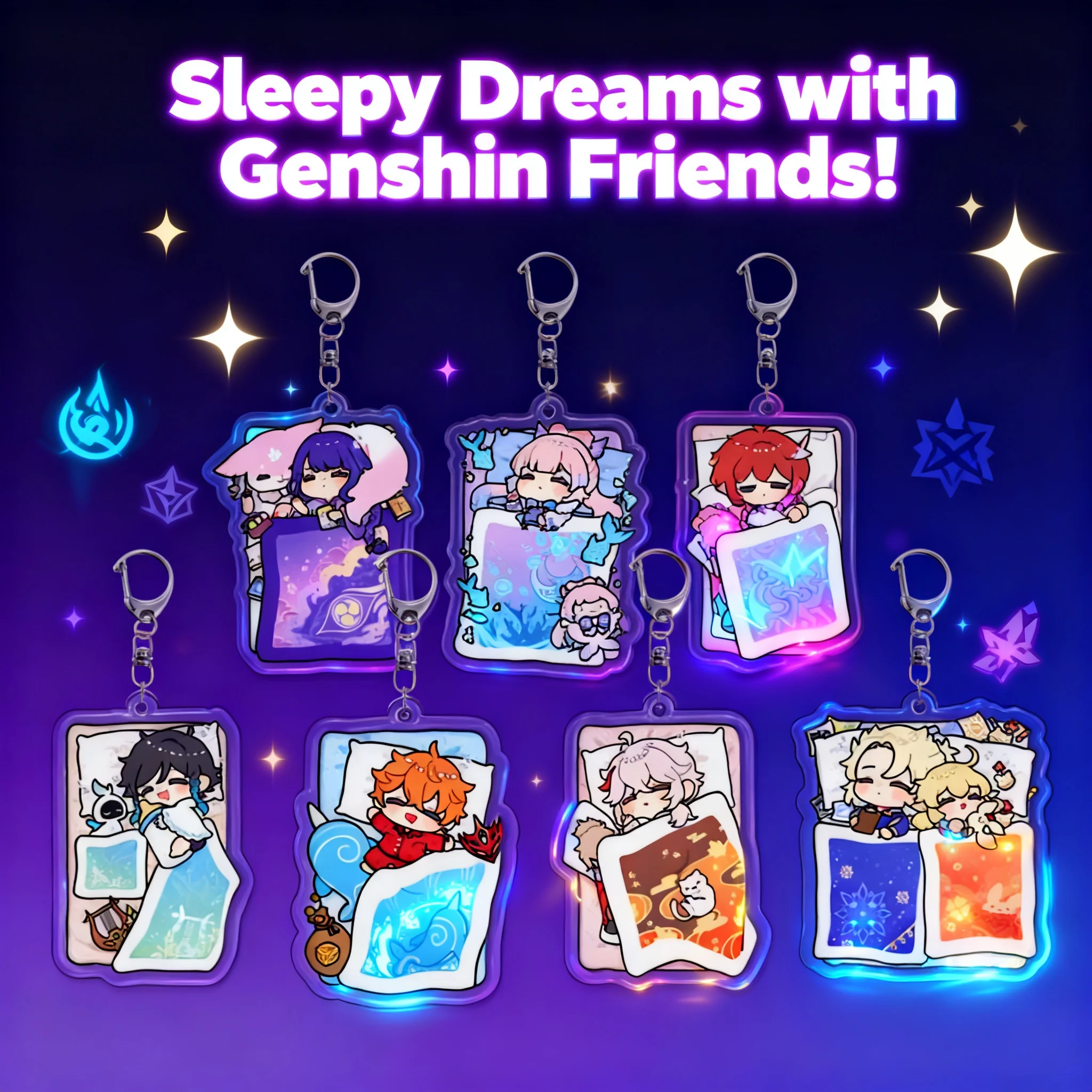 

Genshin Impact Venti Klee Sucrose Mona Acrylic Keychain Pendant Game Merchandise Cross Border Ready Stock Anime Collectible