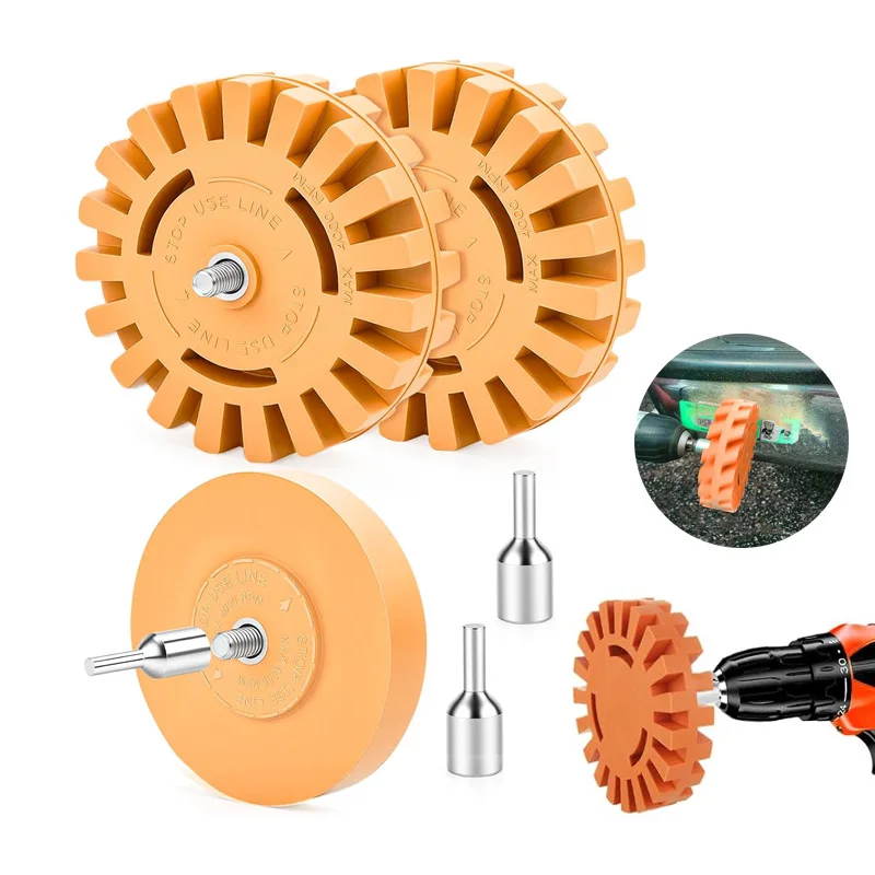 Removedor de Adesivos para Carros e Vinil, Ferramenta de Borracha de 3.5/4 Polegadas com Adaptador para Furadeira para Barcos e RVs