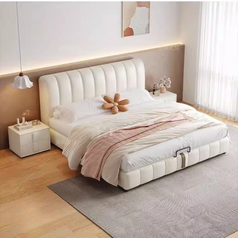 Beige Organizer Adult Double Bed Comforter Luxury Full Size Bedroom Double Bed Headboards Storage Camas De Dormitorio Furniture