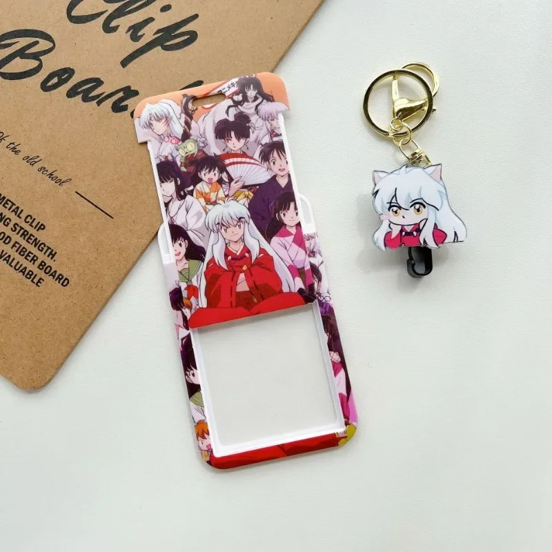 Inuyasha Anime Kikyō Keychain ID Holder Card Sleeve Princess Badge Holders Neck Strap with Keychain Retractable Student Gifts