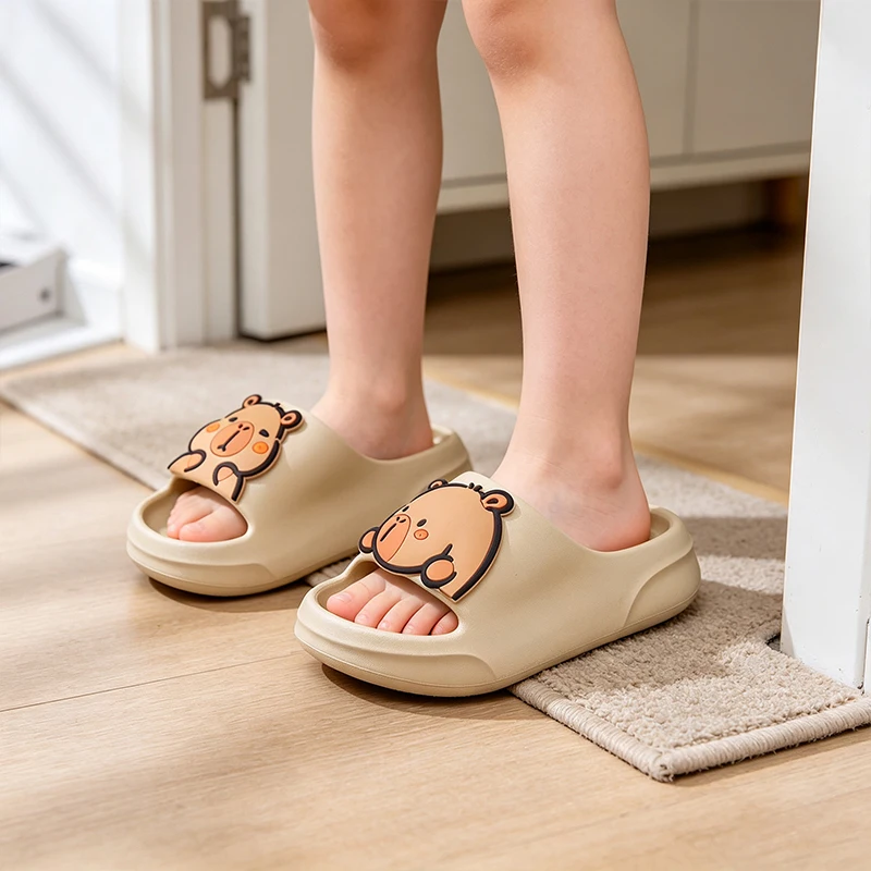 Cute Capybara Kids Slippers Soft EVA Non Slip Thick Sole Children Slides Non-Slip Bathroom Sandals for Boys Girls