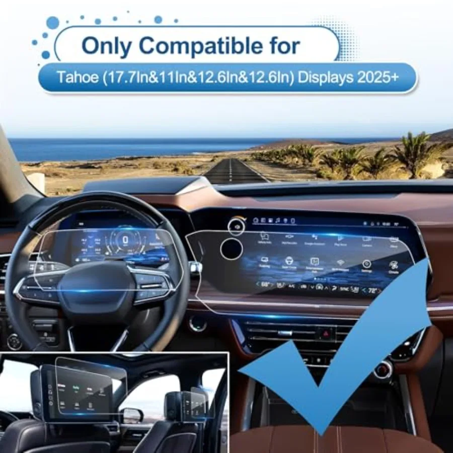 4Pack 2025 2026 Tahoe Screen Protector for Chevy Tahoe (17.7In Navi+11In Dash+12.6In+12.6In Rear TV)(Z71/RST/Premier/High Count