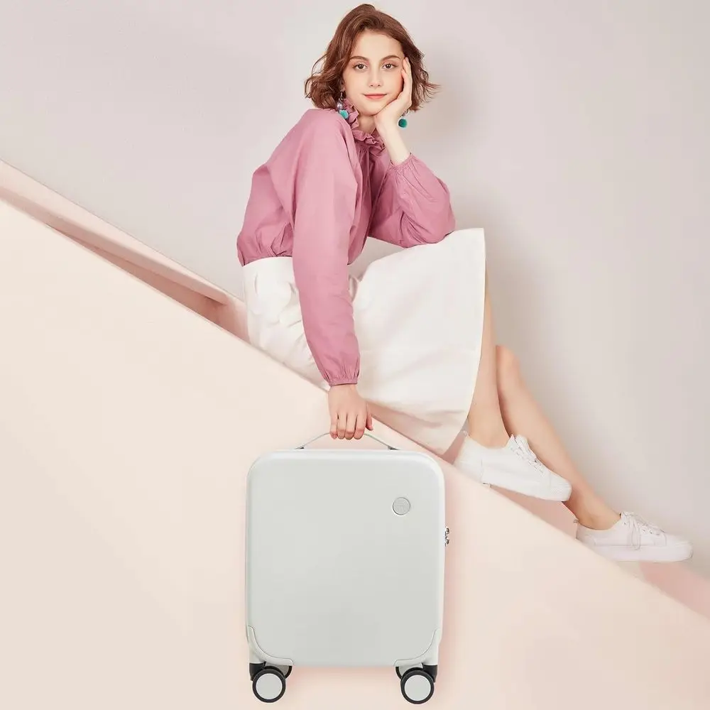 14 Lightweight Hardside Spinner Suitcase with TSA Lock, Carry-On Size, Fine Grid Smoke White