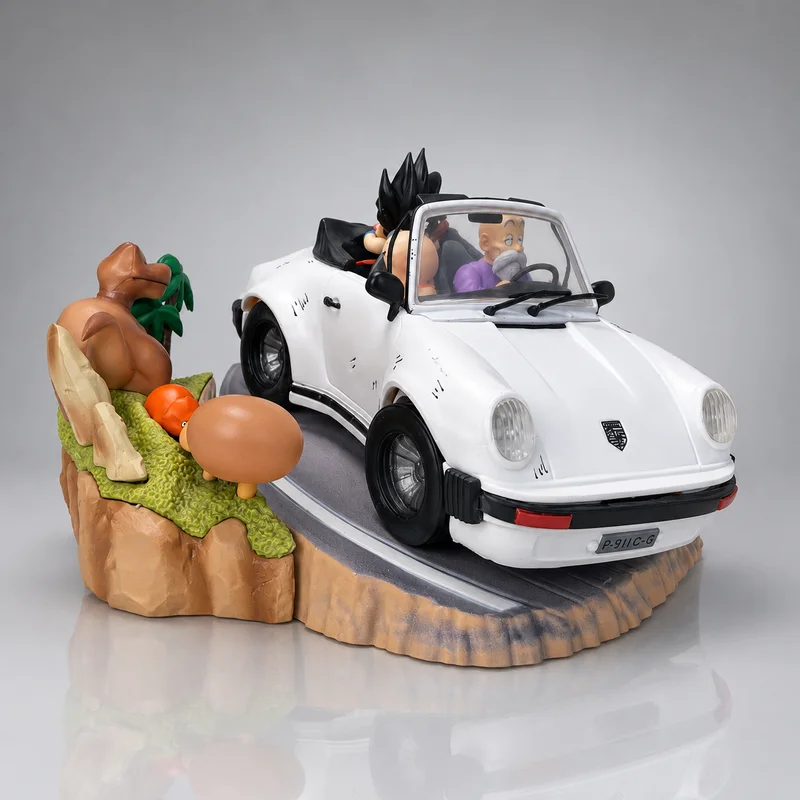 17cm 911 Turtle Immortal Flow Porsche Master Apprentice Three Person Ride Handmade Model Box Gift Ornament Anime Periphery