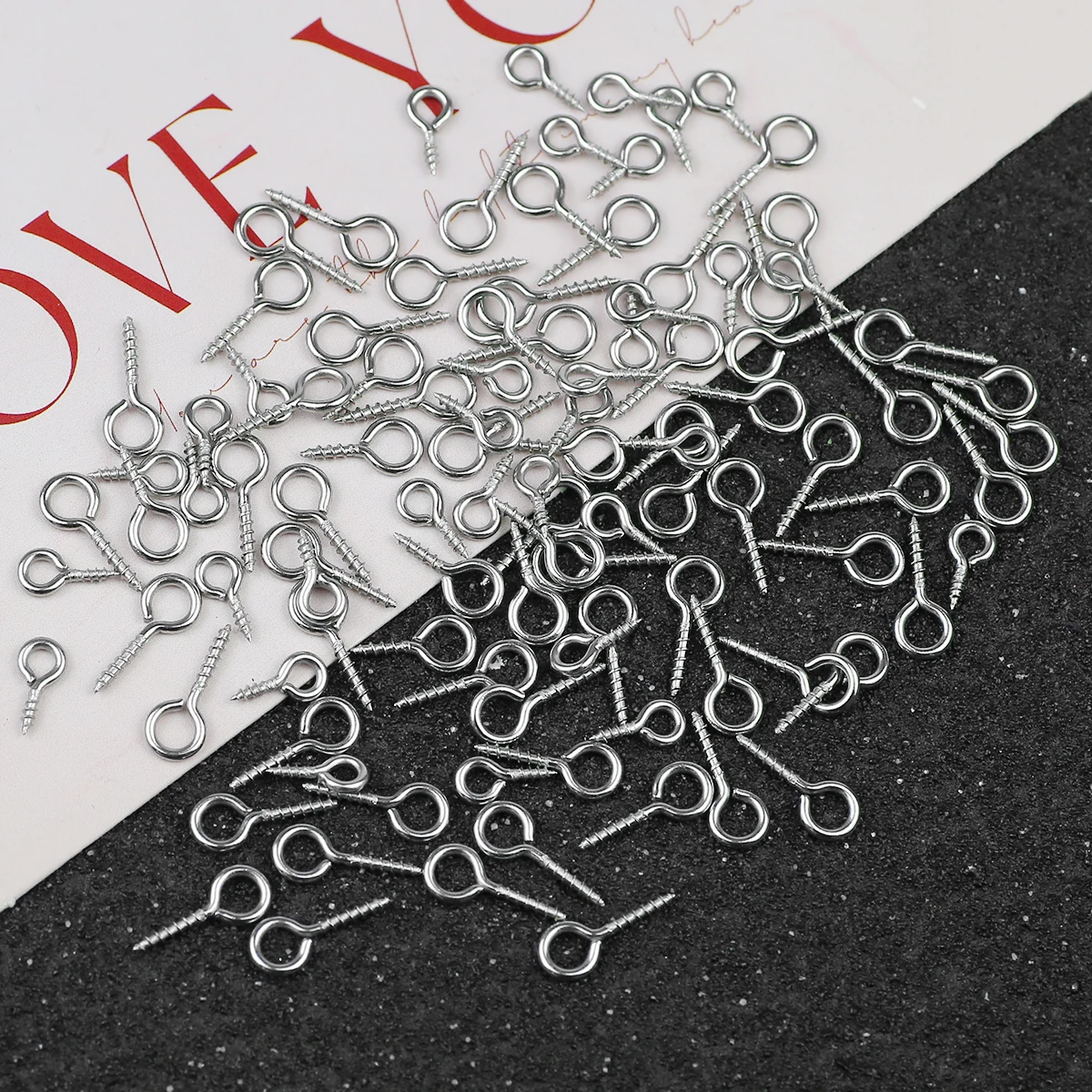 

100pcs/lot Stainless Steel Screw Eye Pins for Pendant Iron Screw Eye Hooks Clasps Fit Cabochon Drilled Beads Diy Jewelry Making