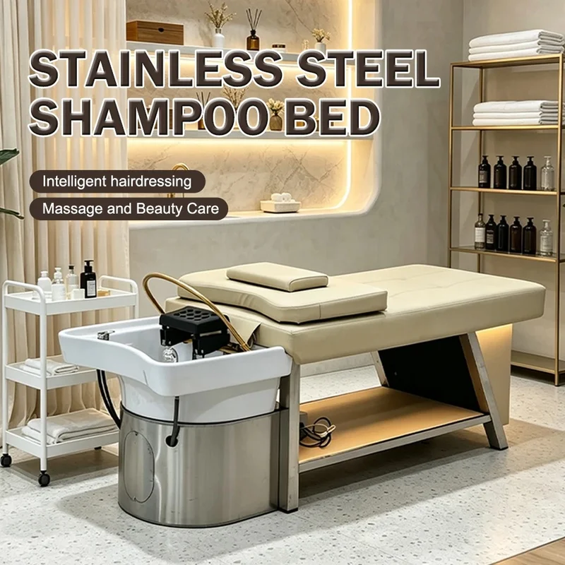 Factory Directly Head Spa Therapy Washing Station Water Circulation Thai Stainless Steel Frame Shampoo Bed Set