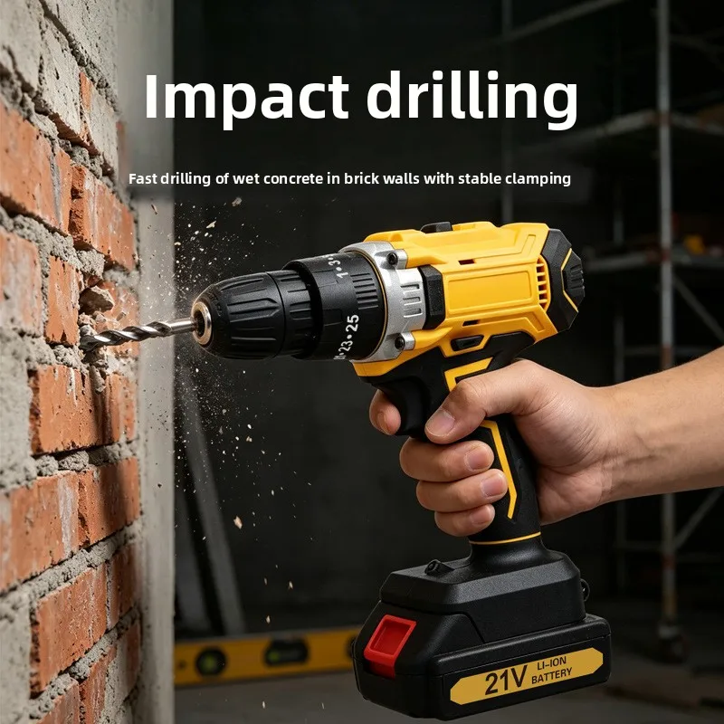 3‑in‑1 Cordless Li‑ion Impact Drill Set Handheld Electric Screwdriver Kit Household Power Tool