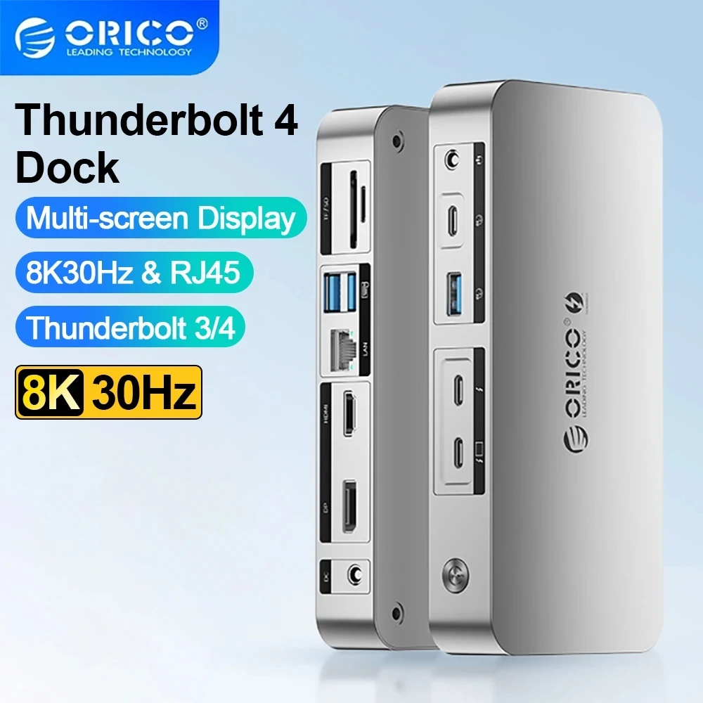

ORICO Thunderbolt 4 USB C Docking Station 12-in-1 USB Adapter Splitter With 8K@30Hz 4K@60Hz SD&TF 3.5mm Audio RJ45 for Pc Laptop