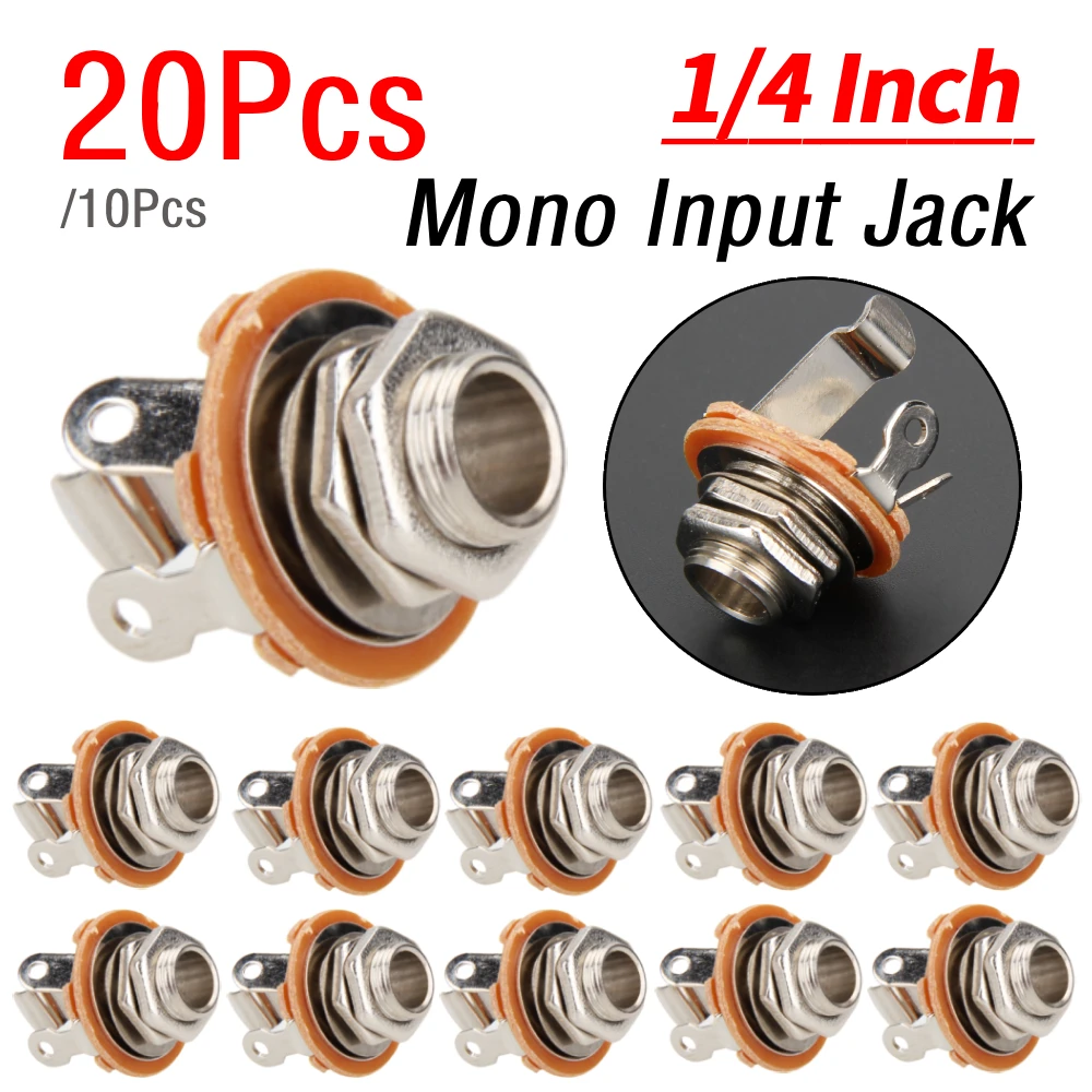 10/20 قطعة 6.35 مللي متر أحادية المدخلات جاك النيكل 1/4 بوصة الغيتار أحادية مقبس متفرع الحد من الضوضاء الغيتار الكهربائي باس أجزاء اكسسوارات #2