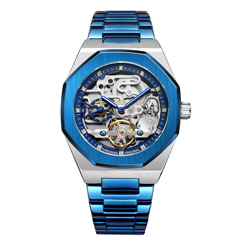 Fashion Forsining Top Brand Silver Mens Watches Top Luxury Automatic Mechanical Stainless Steel Business Skeleton Wristwatch