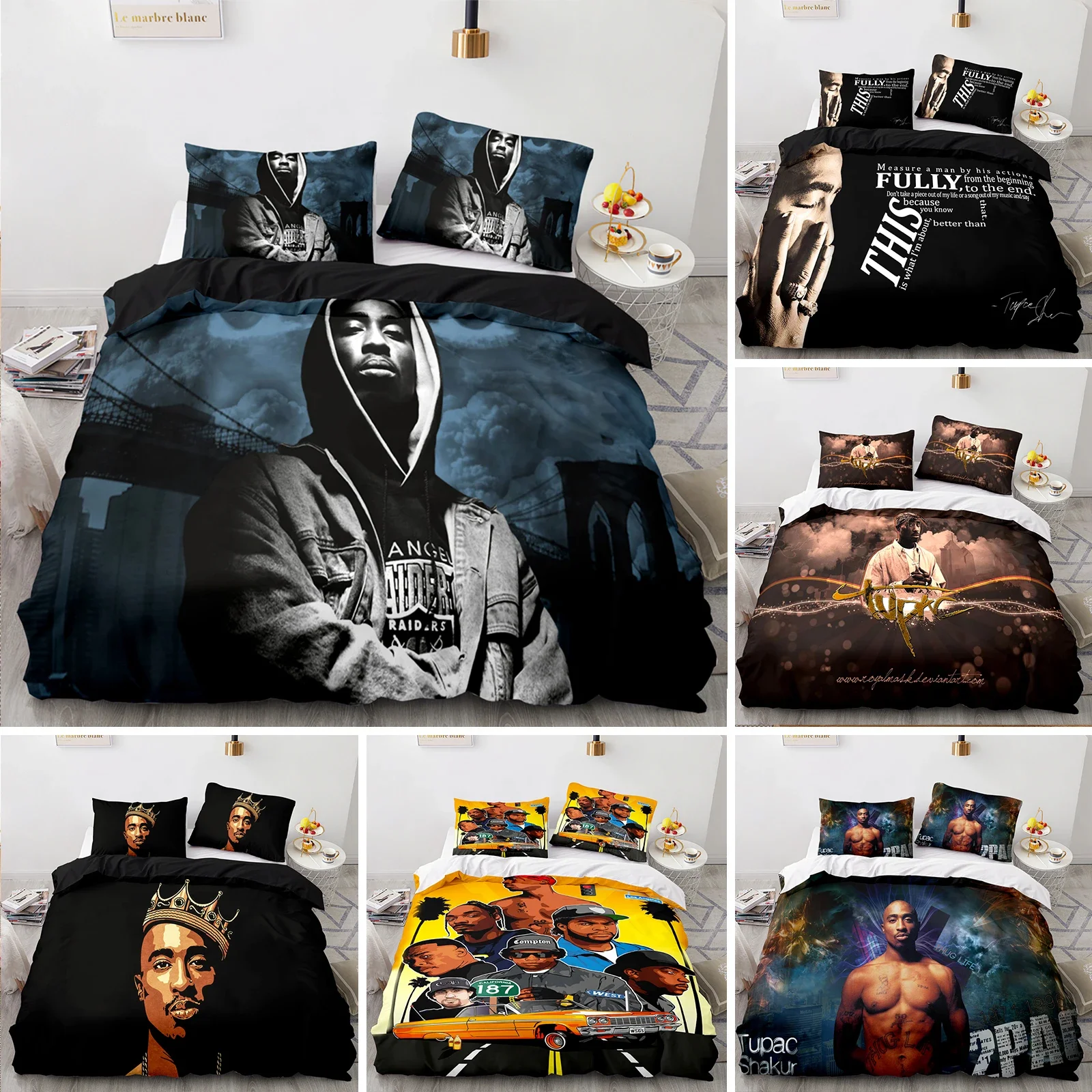 

Rapper Tupac Amaru Shakur Bedding Set Duvet Cover Bedroom Comforter Single Twin King Size Quilt Cover Home Textile 2/3PCS