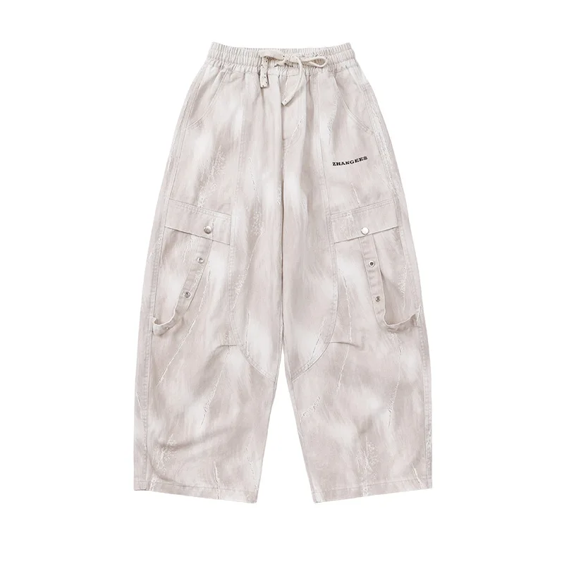 Spring Autumn Korean Teens Boys Tie-dye Cargo Pants for Kids Outdoor Trackpants Sweatpants Child Casual Loose Straight Trousers