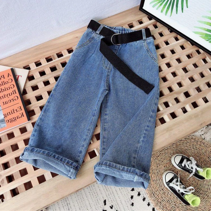 Girl Wide Leg Pants Jeans Girl Casual Pants Children Pants Baby Jeans for Children Roupa Infantil Menina Pantalones De Niña 2024